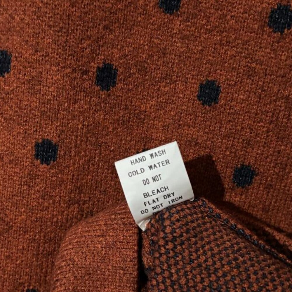 NWT Andthewhy Rust Black Puffed Sleeve Cozy Fall Knit Sweater SZ S/M - Picture 12 of 12